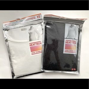 UNIQLO HEATTECH Bundle: Scoop Neck Long Sleeve Shirts. White and Grey. Size XS